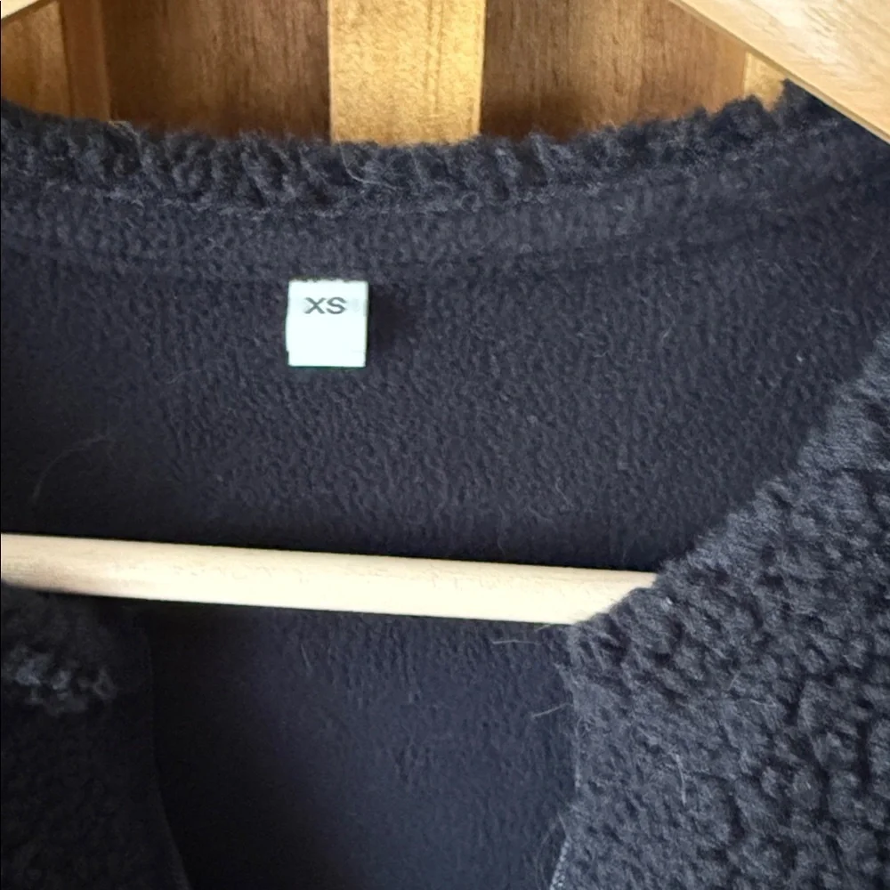 MUJI Recycled Boa Fleece Coat in Black. XS Oversized